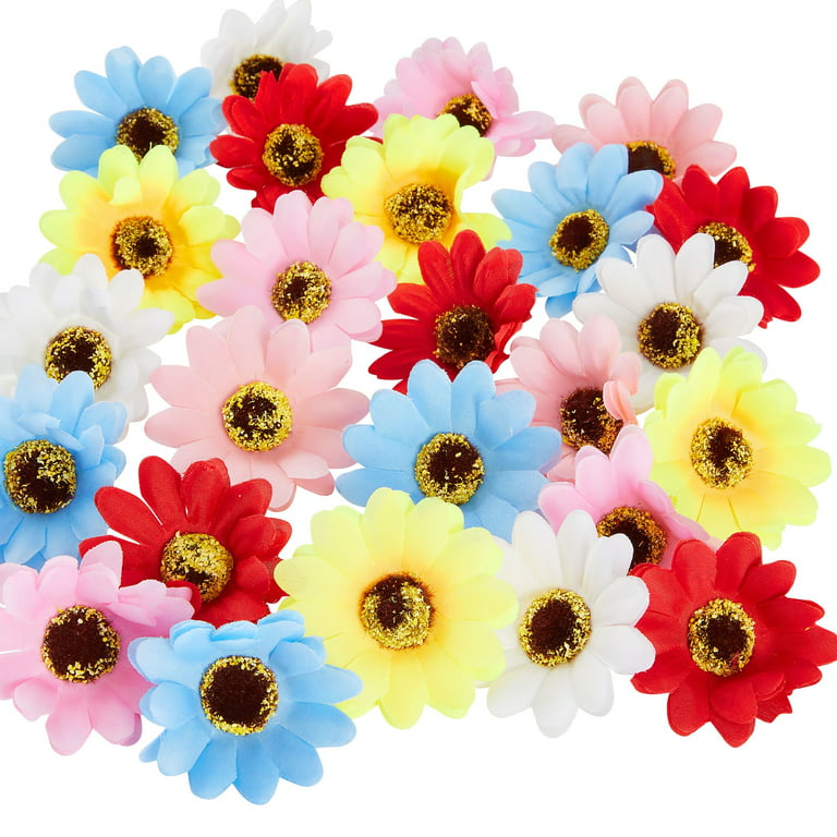  Daisy Style Hand-Blown Flower Glass Beads, Decorative Gems -  Thicker and Consistently Sized (1/4 to 3/8 inches) Assorted Colors (60  Pack)