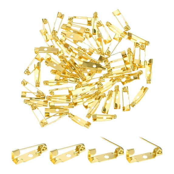 60-Pack Bar Pins, 0.6 Inch Brooch Pin Backs Safety Clasp for Badges/Name Tags/Corsage/DIY Crafting Sewing Fabric[15mm, Gold Tone]