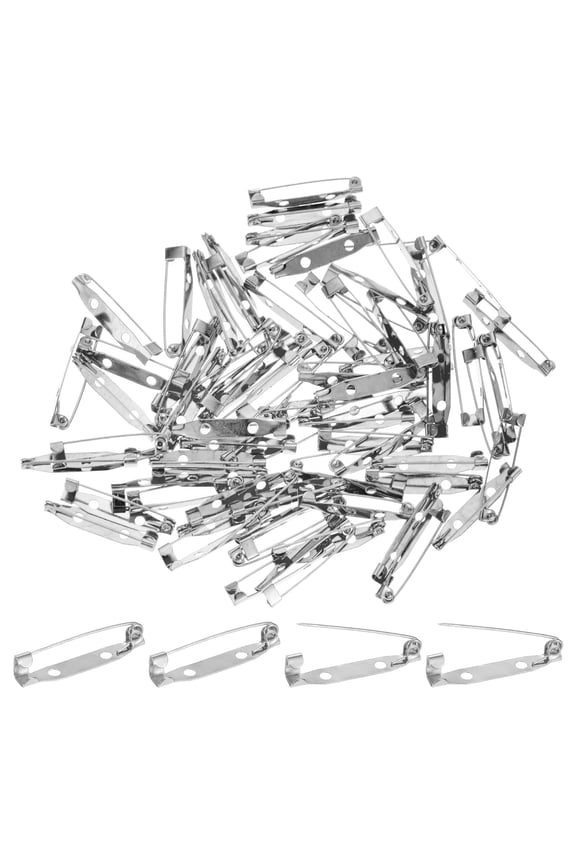 60-Pack Bar Pins, 1.2 Inch Brooch Pin Backs Safety Clasp for Badges/Name Tags/Corsage/DIY Crafting Sewing Fabric[30mm, Silver White]