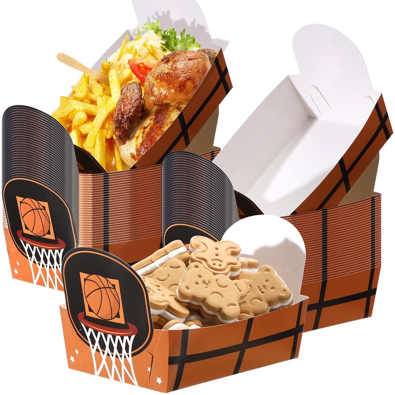 60 Pack Basketball Party Favor Paper Food Trays Lightweight and