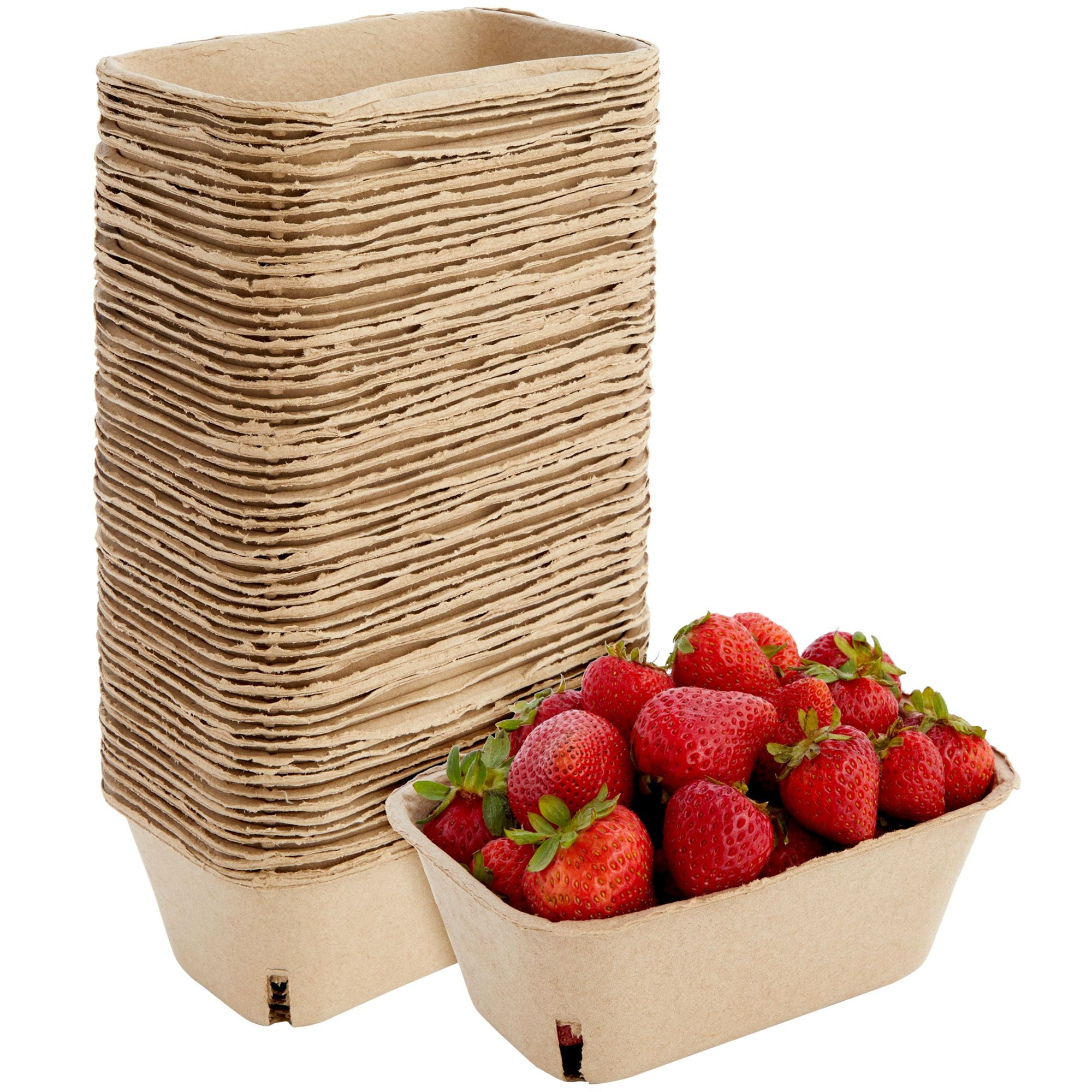 60 Pack Berry Baskets for Farmers' Market, Bulk Pulp Fiber Fruit