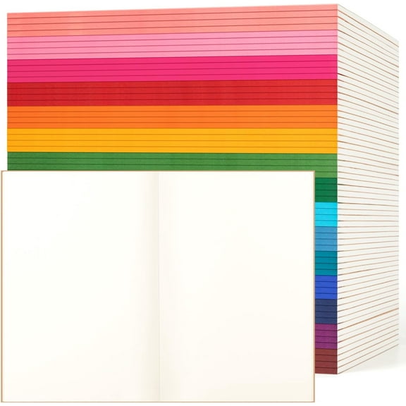60 Pack Blank Composition Notebook Journals Bulk, A5 Unlined Paper Notebook, Kraft Cover with Rainbow Spines, 8.3”x 5.5”, 15 Colors 60 Pages for School Office Travel