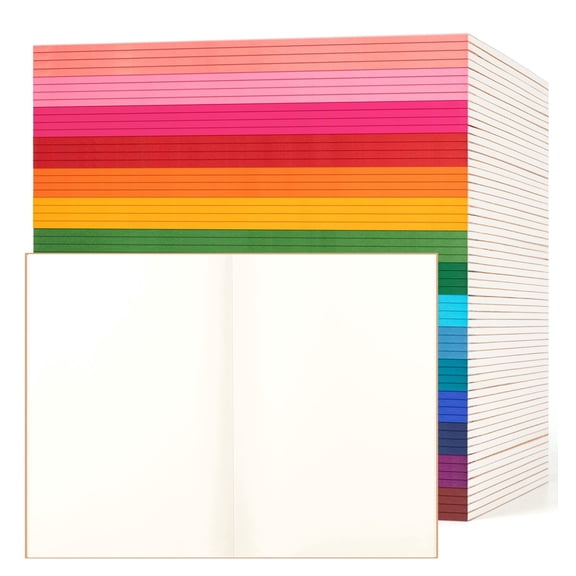 60 Pack Blank Notebook Journals Bulk, A5 Unlined Paper Composition Notebook, 8.3”x 5.5”, Kraft Cover with Rainbow Spines, 15 Colors 60 Pages for Office Travel