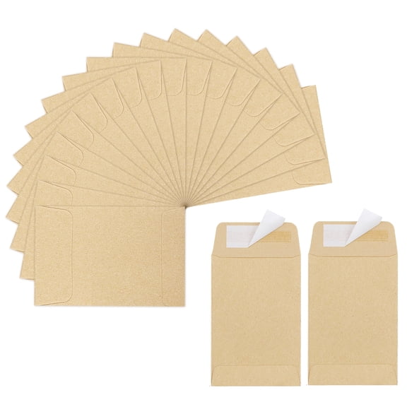 60 Pack Kraft Coin Envelopes, 2.35 x 3.5 Inch Mini Brown Envelopes with Gummed Flap Seal for Seeds, Coins, Jewelry, Cash, Keys & Small Parts