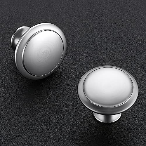 60 Pack Brushed Nickel Kitchen Cabinet Knobs 1-1/4 Inch Round Drawer Pulls Satin Nickel Stainless Steel Drawer Handles Door Hardware for Dresser Cabinets