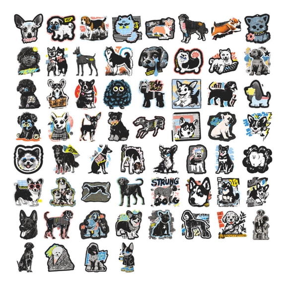 60-Pack Cartoon Graffiti Dog Stickers - Pop Art Pet Decals for Laptop, Water Bottle, Phone Case & Luggage DIY Decor