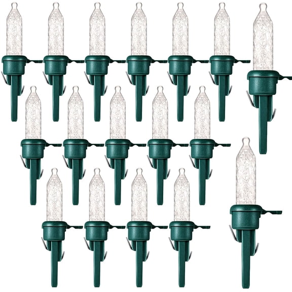 60 Pack Christmas Replacement Mini Bulbs 3 V LED String Lights Outdoor Indoor Wide Angle Bulbs for Christmas Tree Garden Home (Green Base with Warm White Bulb)