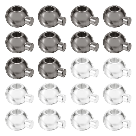 60 Pack Crimp Beads, Spacer Bead Covers for Jewelry Making Necklace Ends Accessories, Silver and Black