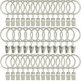 thumbnail image 1 of 60 Pack Curtain Rings with Clips, Curtain Clip Rings Hooks, Bow Hanger Clips for Hanging Drapery Drapes Bows, Ring 1 inch Interior Diameter, Fits up to 5/8" Rod, Matte Sliver, 1 of 7