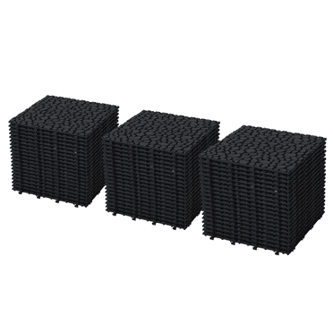 60 Pack Deck Tiles, 12 "x12" Square Interlocking Deck Tiles, Plastic Deck Tiles Interlocking Outdoor All Weather, Pool Balcony Backyard Terrace, Black