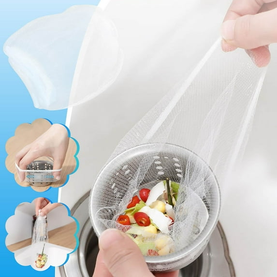 60-Pack Disposable Sink Filter Bags, Fine Mesh Drain Strainer Liners, 1mm Hole Kitchen Sink Catcher, Efficient Anti-Clogging, Universal Fit for Most Strainers