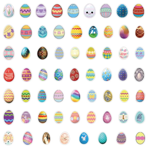 60-Pack Easter Egg Vinyl Stickers for Laptops, Cars, Skateboards & Luggage – Waterproof DIY Decals with Fun Cartoon Characters