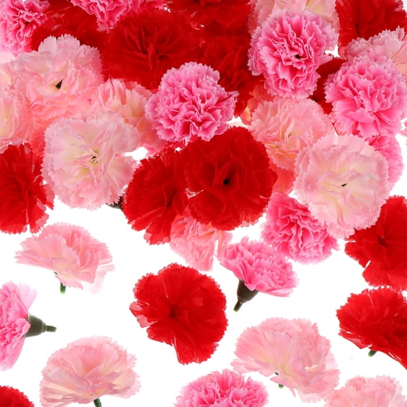 60 Pack Eternal Blossom Silk Carnation Flower with Stems Leaves Artificial