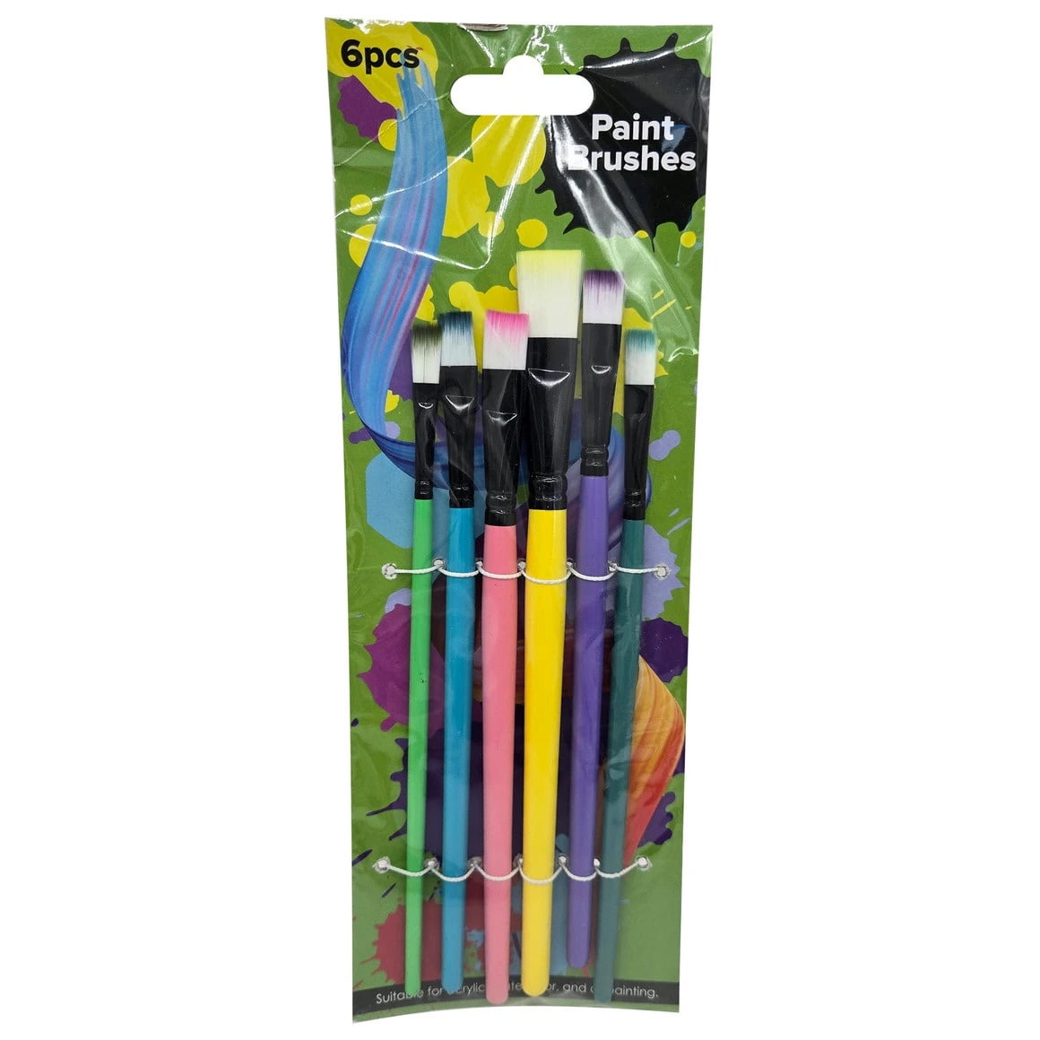 60 Pack Flat Head Art Paint Brush Set, For Watercolors, Acrylics, Oils, Color Coordinated, Soft, Absorbent Brushes for Bold Strokes, Blending, Backgrounds, Essential for Artists, Creatives, Bulk, Mix