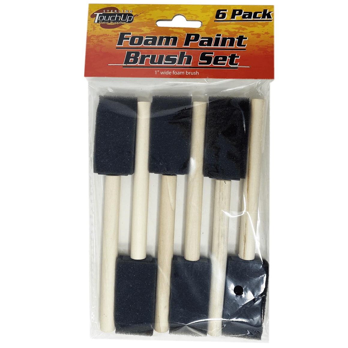 60 Pack Foam Paint Brush Set, Ideal for Touching Up Walls, Cabinets, Furniture, Crafts, DIY Projects, Angled Foam Heads and Wooden Handles for Precision Edging, Bulk, Black, Beige