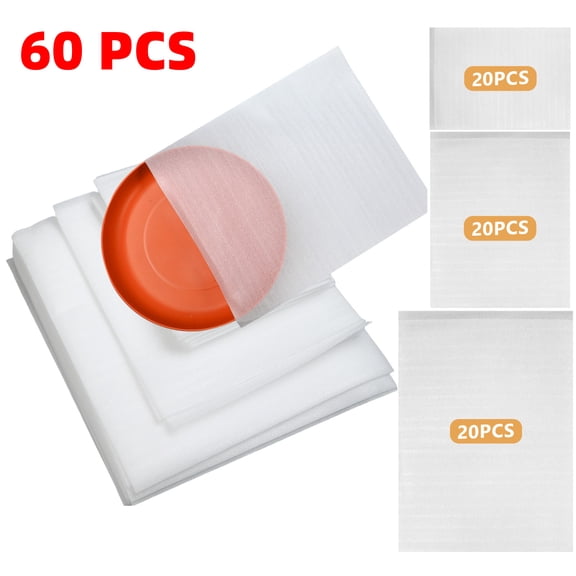 60 Pack Foam Pouches, 3 Sizes Thick Cushion Wrap Pouches Foam Wrap Sheets Packing Pouches Against Chipping & Breakage for Packing, Moving, Shipping