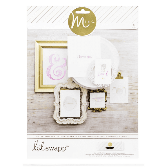 60 Pack Gallery Wall Prints Set, Scrapbooking, Handmade Cards and Home Décor, Use with Minc Foil Applicator for Shine, Includes I Love Us, You Are Loved, Camera, More, Bulk, White