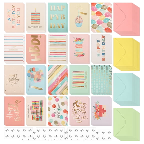 60 Pack Happy Birthda Greeting Cards with Envelope 20 Floral Design Blank Note Card for All Occasion 7.8x5.83 Inch