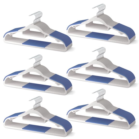 60 Pack Heavy Duty Plastic Clothes Hangers, Non Slip Rubber Pads, 360° Swivel Hook, Slim Space Saving Closet Hangers for Shirts, Pants, Suits, Skirts, Coats