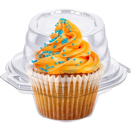 Livease 60Pcs Individual Cupcake Containers, Plastic Clear Cupcake Boxes with Lid, Cupcake Holder