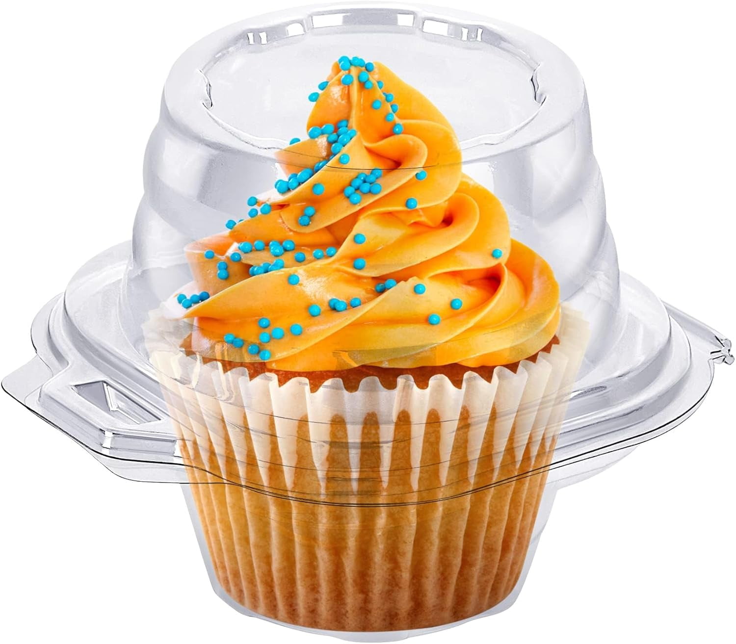 Livease 60Pcs Individual Cupcake Containers, Plastic Clear Cupcake Boxes with Lid, Cupcake Holder