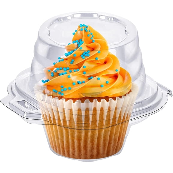 Livease 60Pcs Individual Cupcake Containers, Plastic Clear Cupcake Boxes with Lid, Cupcake Holder