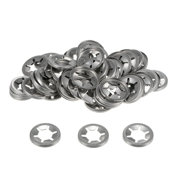 60 Pack Internal Tooth Star Lock Washers M12 Quick Speed Locking Washers, 304 Stainless Steel Starlock Push Nuts