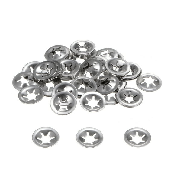 60 Pack Internal Tooth Star Lock Washers M6 Quick Speed Locking Washers, 304 Stainless Steel Starlock Push Nuts
