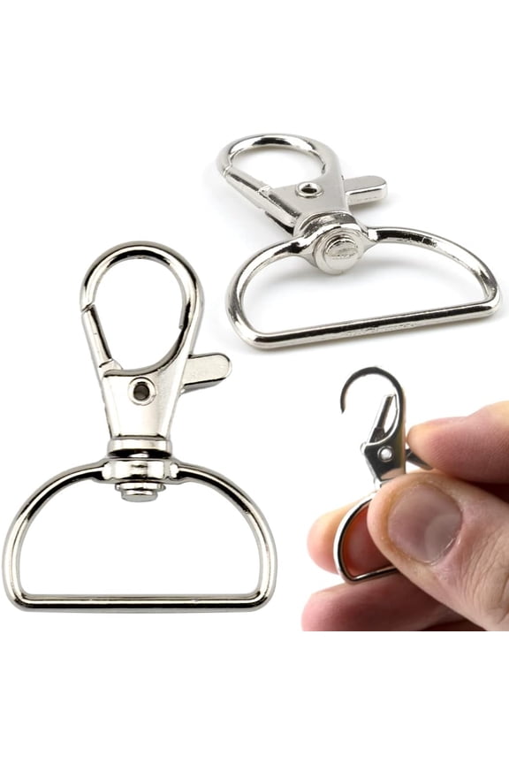 60 Pack Key Chain Clip Hook Swivel Clasp with D Ring Clip Hook Lanyard Snap Hooks 360 Degree Flexible Lobster Claw Clasps Fastener Hooks for Keychain Lanyard Bag Purse (Inner Width 1 Inch)