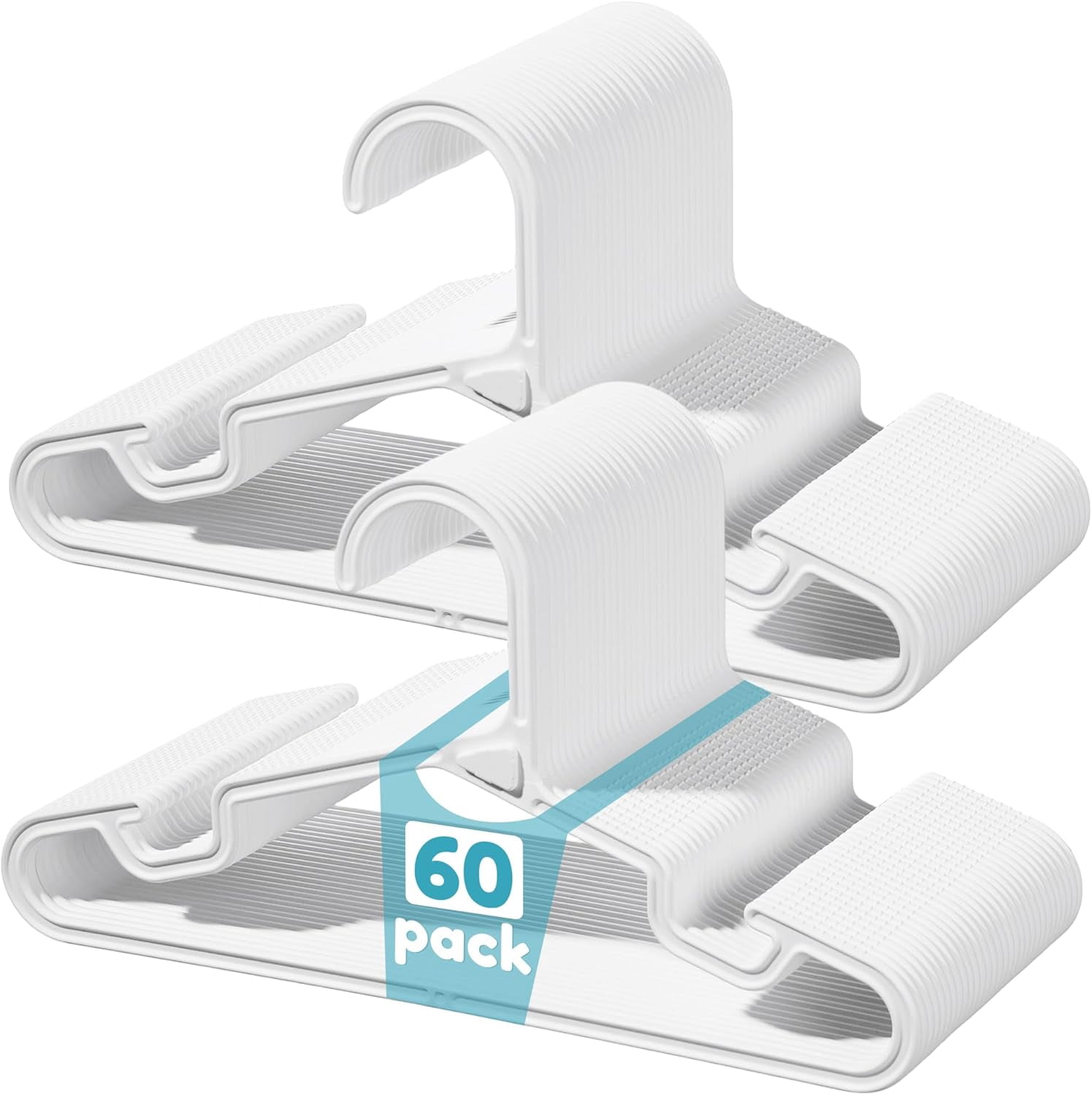 60 Pack Kids Hangers, 11 inch Baby Clothes Hangers for Closet, StackFit Interlocking Toddler Hanger for Pants, Dress, Skirt, Space-Saving Children Hangers with Non-Slip Shoulder Grooves