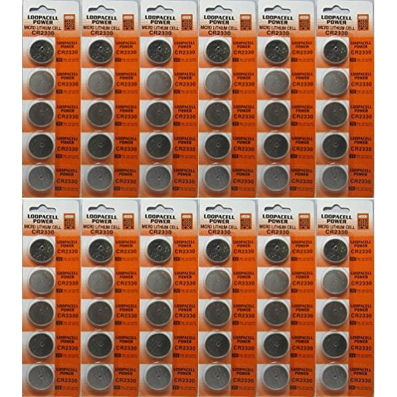 60 Pack Lithium Coin Battery - 3 Volt - For Keyless Entry and Remote Controls - CR2330 Size - Loopacell Brand