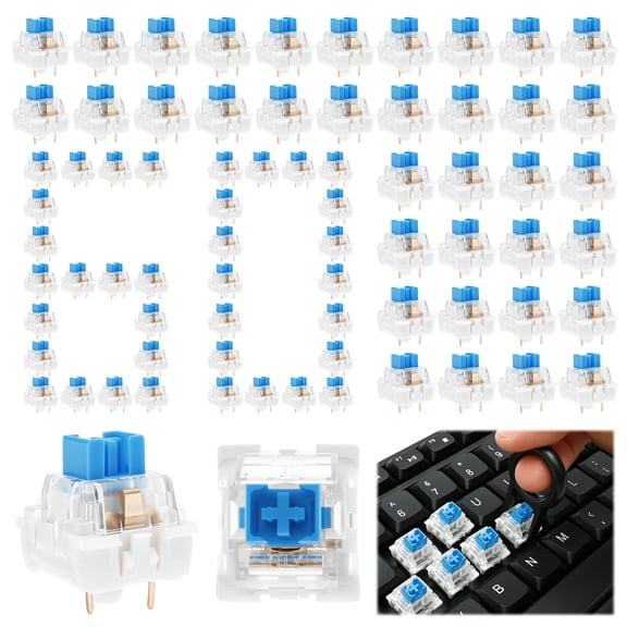60-Pack Mechanical Keyboard Switches – Robust Construction, Dust-Proof & Water-Resistant, Clear Feedback, Ideal for Mechanical Gaming Keyboards