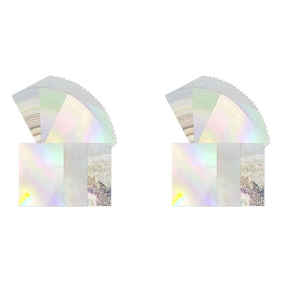 60-Pack Metallic Holographic Cardstock Shiny Fluorescent A4 Thick Cardstock Mirror Paper for Card Making Scrapbooking