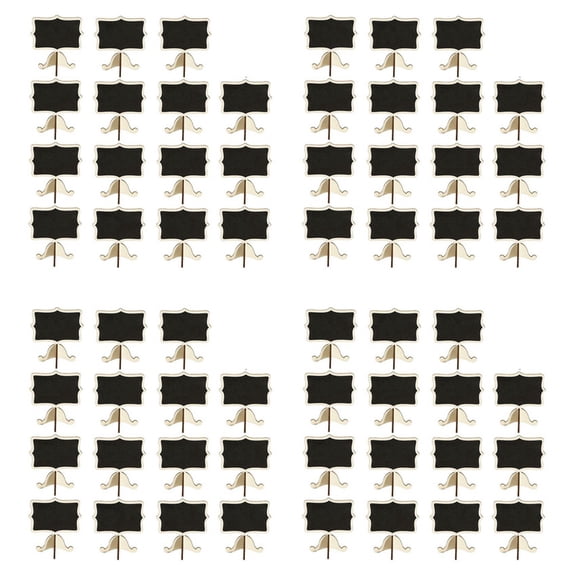 60 Pack Mini Place Cards with Easel Stand - Wood Rectangle Small Chalkboard Signs for Wedding
