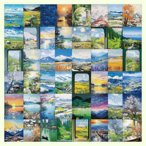 60-Pack Oil Painting Landscape Stickers Small Clear Decorative Stickers For Journaling Scrapbooking And Craft Projects Featuring Diverse Scenic Designs To Capture Memorable