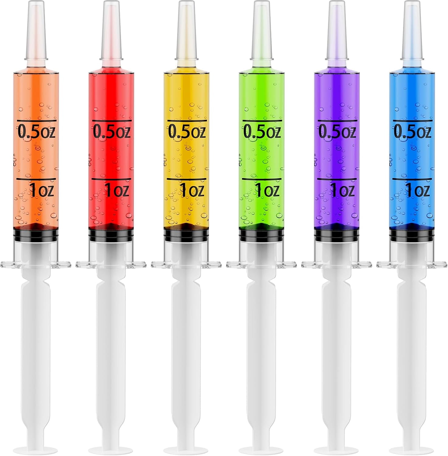 60 packs party gelatin Halloween shooting syringe, medium size 1.5 ounce with lid container, suitable for plastic shooting cup Thanksgiving Christmas