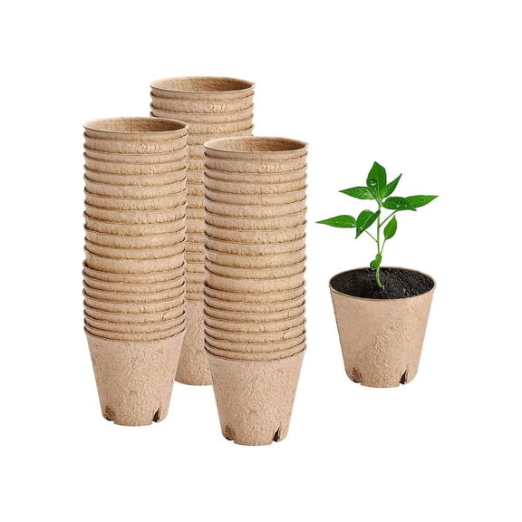 60 Pack Peat Pots For Seedlings, 3.15 Inch Biodegradable Seeds Starter Nursery Pots For Plant Vegetable