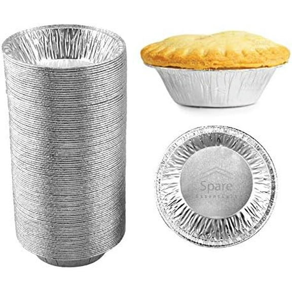 (60 Pack) Pie Tins 5 inch, Disposable Mini Pies Tin, Tart Aluminum, Individual Serving Pans for Baking Mini Chicken Potpie, Small Homemade Cakes & Quiche, Foil Tins, Freezer-to-Oven Use