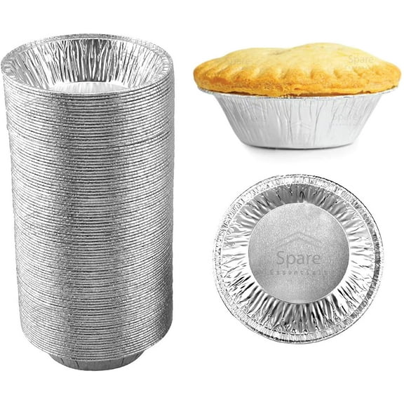 (60 Pack) Pie Tins 5 inch, Disposable Mini Pies Tin, Tart Aluminum, Individual Serving Pans for Baking Mini Chicken Potpie, Small Homemade Cakes & Quiche, Foil Tins, Freezer-to-Oven Use