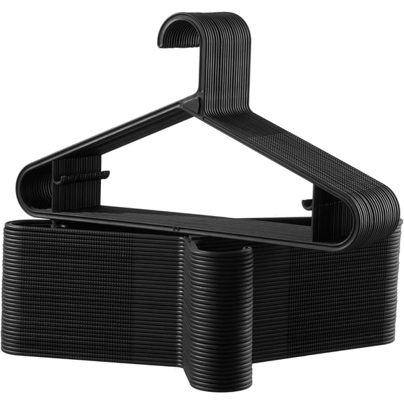 60 Pack Plastic Clothes Hangers, 16.7in Standard StackFit Hangers for T-Shirt, Coats, Jackets, Sweaters, Non-Slip Slim Hanger with Hooks, Space-Saving in Closet, Durable Organizers