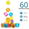 thumbnail image 1 of 60 Pack Quick-Freeze Neon Pink Orange Yellow and Blue Colorful Plastic Reusable Ice Cubes, 1 of 7