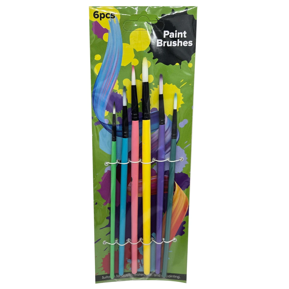 60 Pack Round Fine Tip Art Paint Brush Set, Ideal for Watercolors, Acrylics, Oils, Color Coordinated Bristles, Handles, Highly Absorbent, Perfect for Detailing, Calligraphy, Precision Art, Bulk, Mix