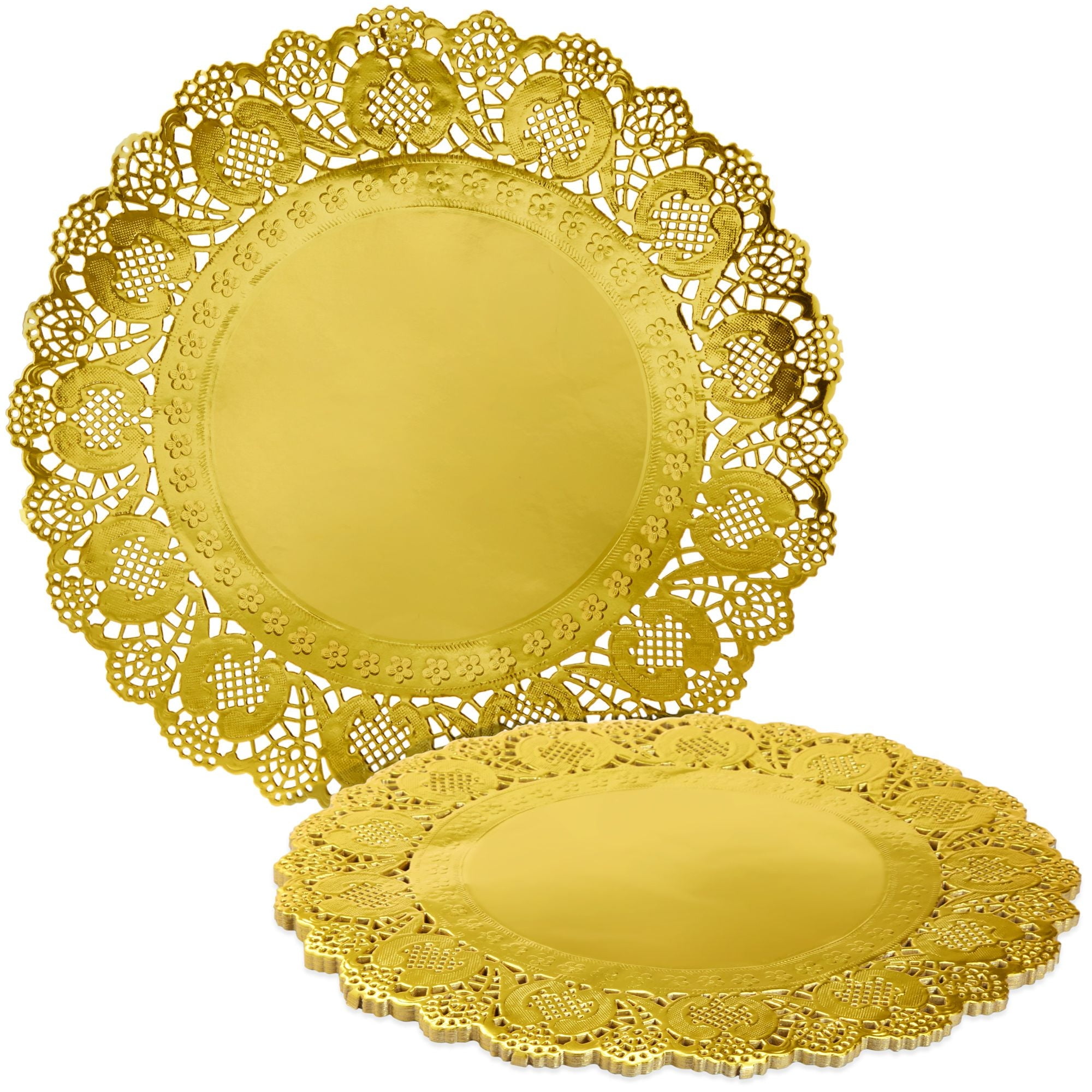 60Pack Gold Lace Paper Doilies 12in Round, Decorative and Disposable
