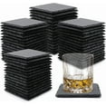 thumbnail image 1 of 60 Pack Slate Drink Coasters, VIBRATITE 4 Inch Black Slate Stone Coasters Bulk Cup Coaster Laser Engraving Blanks with Anti-Scratch Bottom for Drink Coffee Bar Kitchen Home Decor, Square, 1 of 10