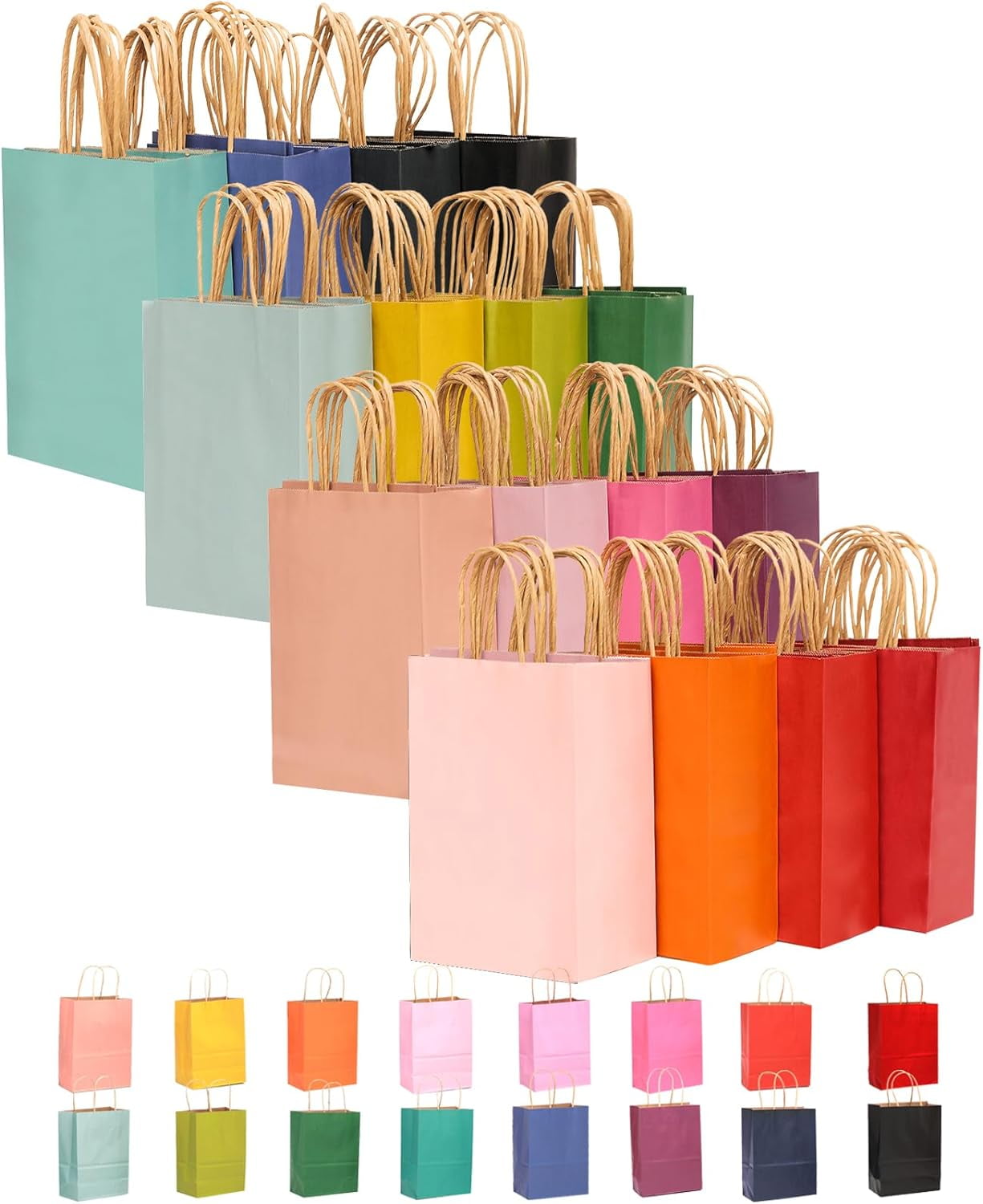 60 Pack Small Gift Bags with Handles Bulk 8.26x6x3.15 Paper Bags in 16 Solid Colors Reliable Material for Pastry Cookies and Desserts Perfect Goodie Bag for Wedding Baby Shower Birthday Part Walmart.c...