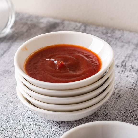 60 Pack Soy Sauce Dish 3inch Ceramic Dipping Bowls Bulk, 1.2 Oz White Dipping Sauce Bowls/Dishes, Small Dipping Sauce Cups for Sushi Ketchup Olive Oil Appetizer
