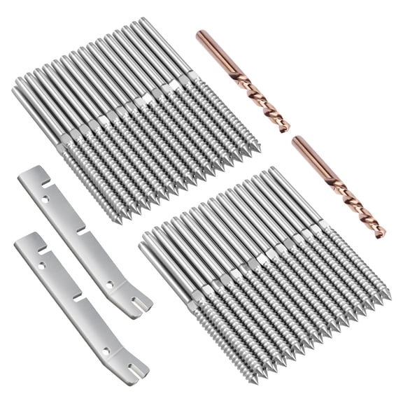 60 Pack T316 Stainless Steel Right&left Handed Thread Swlag Screws For Woods Of 1/8" Deck Cable Railing Kit Wire Decks With Wrench Diy Baluster