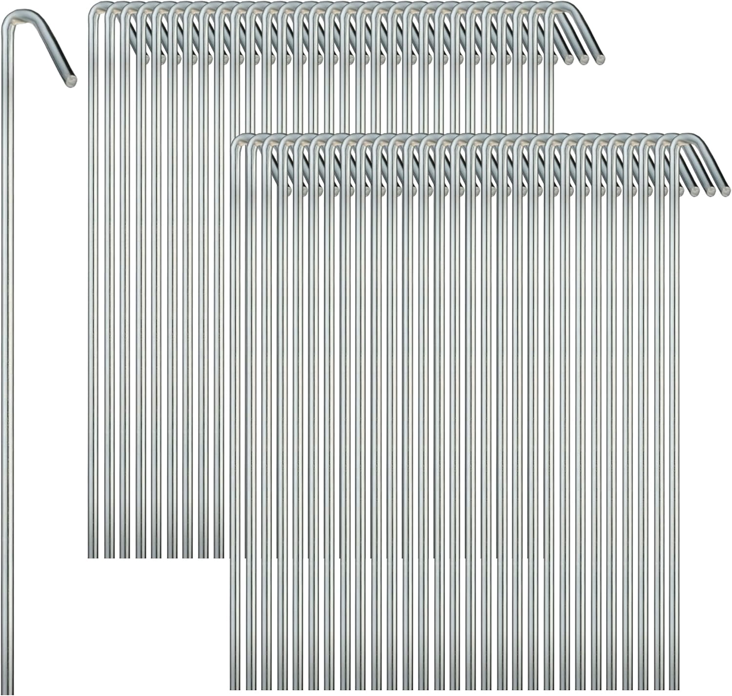 60 Pack Tent Stakes for Outdoor Camping Heavy Duty Metal, Galvanized Rust-Free Yard Stakes, 60 Garden Edging Fence Hooks, Garden Stakes for Gardening & Canopies, Tent Pegs - by Ram-Pro