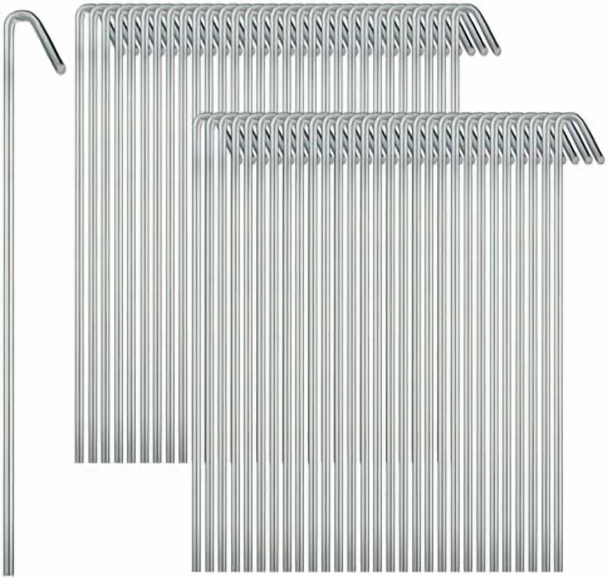 60 Pack Tent Stakes for Outdoor Camping Heavy Duty Metal, Galvanized Rust-Free Yard Stakes, 60 Garden Edging Fence Hooks, Garden Stakes for Gardening & Canopies, Tent Pegs - by Ram-Pro