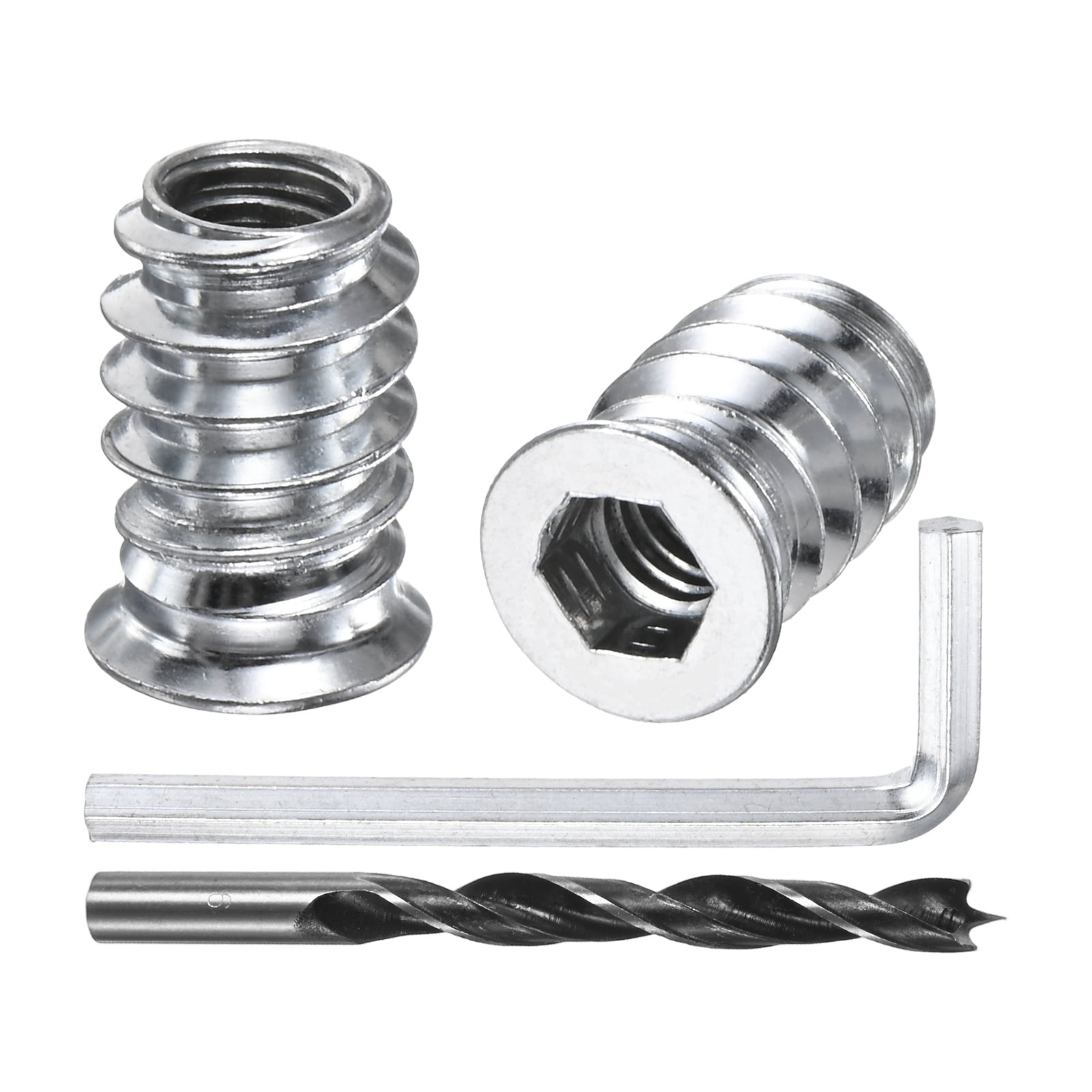 Threaded Insert Wood Tools 60-Pack Threaded Inserts for Wood, 1/4-20x15mm Hex Drive Threaded ...